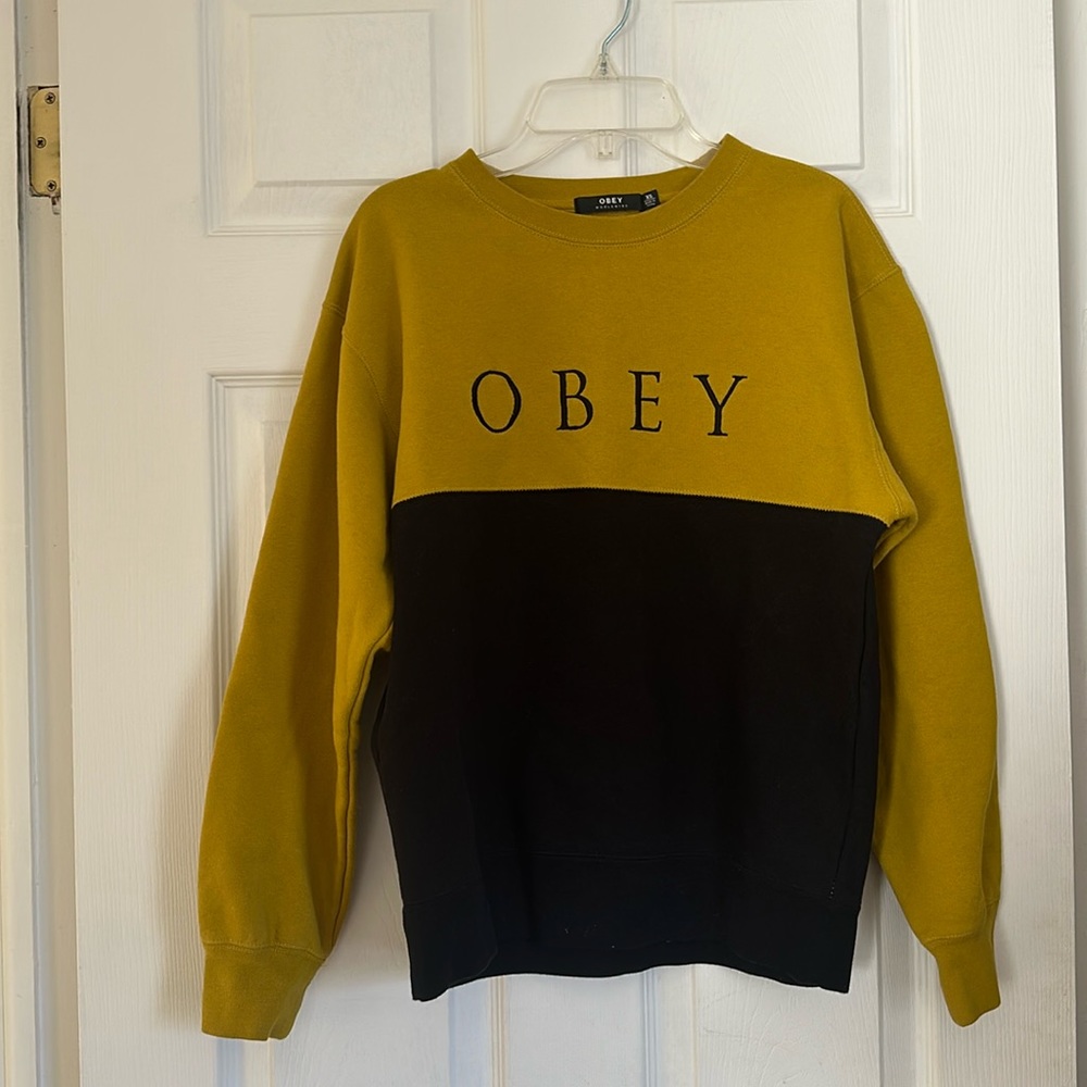 Obey, yellow and black crewneck